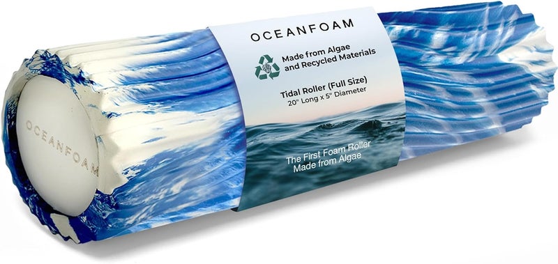 Oceanfoam Tidal Roller - Royal Marbled - Muscle Massage Foam Roller for Back Pain & Stretching - Firm and Ergonomic Wide Wave Textured - Yoga, Athletics, & Wellness - Full Size, 20" x 5" - Image 3